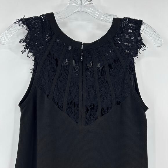 41Hawthorn Jarred Lace Detail Cap Sleeve Blouse Black Romantic Glam Womens XSP - Picture 10 of 12